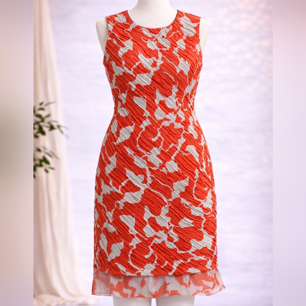 Diane Von Furstenberg Orange & White Textured Dress